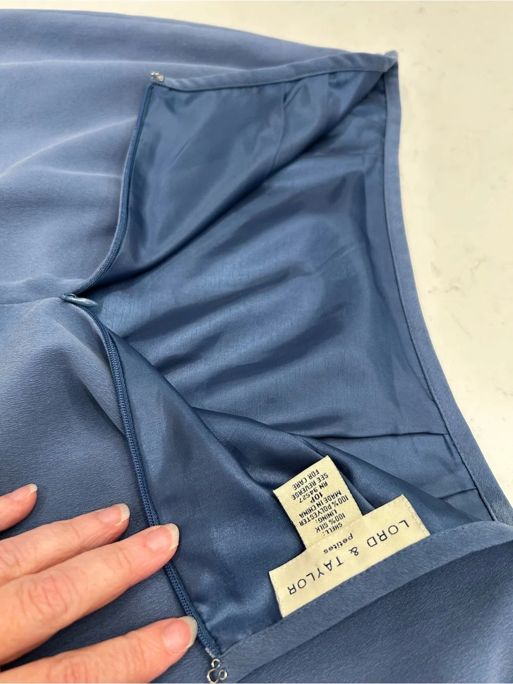 Lord & Taylor Petite Light Blue Skirt Suit 3 pc Set-SILK